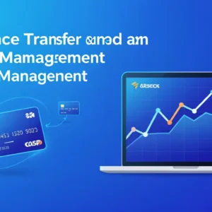 Modern fintech illustration showing credit cards and financial charts