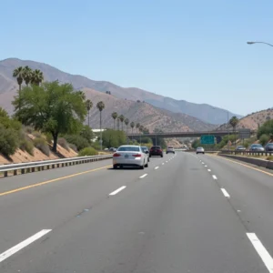 car driving in California with auto insurance concept