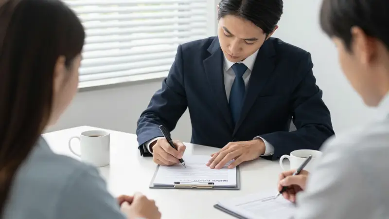 insurance agent helping client