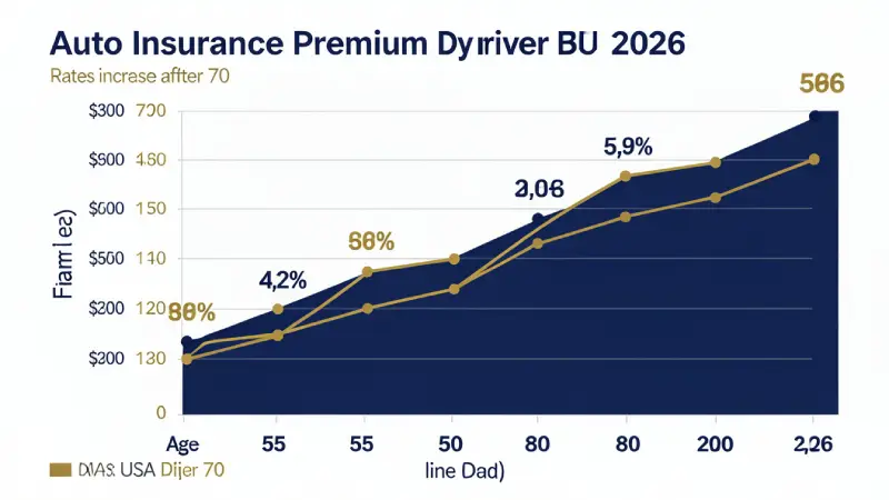 Auto insurance rates by age for senior drivers USA 2026 — premiums from age 55 to 80 increase after 70