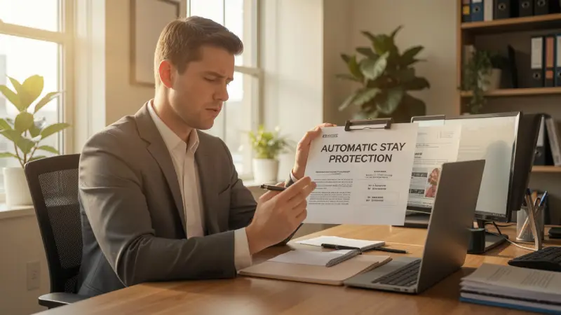 Bankruptcy automatic stay protection USA 2026 — immediately stops wage garnishment creditor calls and foreclosure