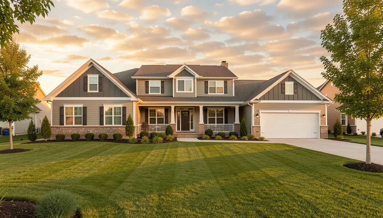 Beautiful modern American suburban home exterior
