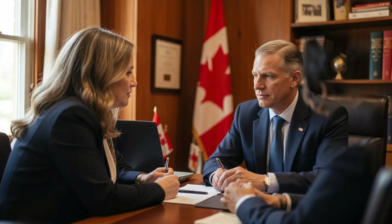 Canadian immigration lawyer consulting immigrant client in Toronto law office