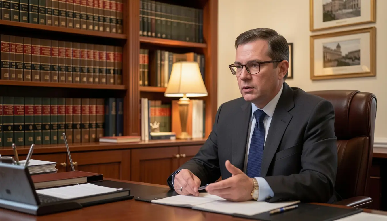 Professional UK personal injury solicitor consulting client in London law office