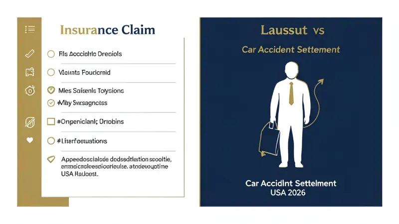 Car accident insurance claim vs lawsuit USA 2026 — when to settle vs when to sue for maximum compensation