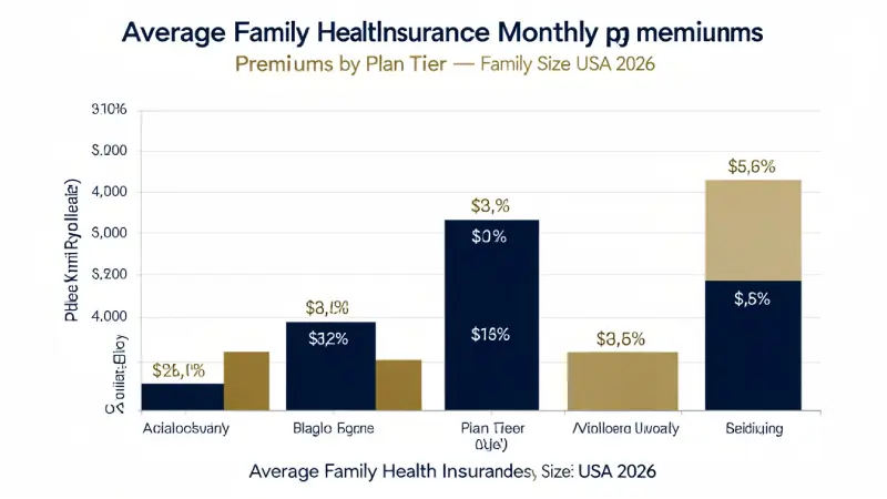 Family health insurance average cost USA 2026 — premiums by plan tier and family size