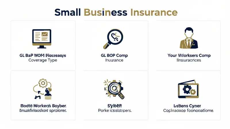 Small business insurance coverage types USA 2026 — general liability, BOP, workers comp