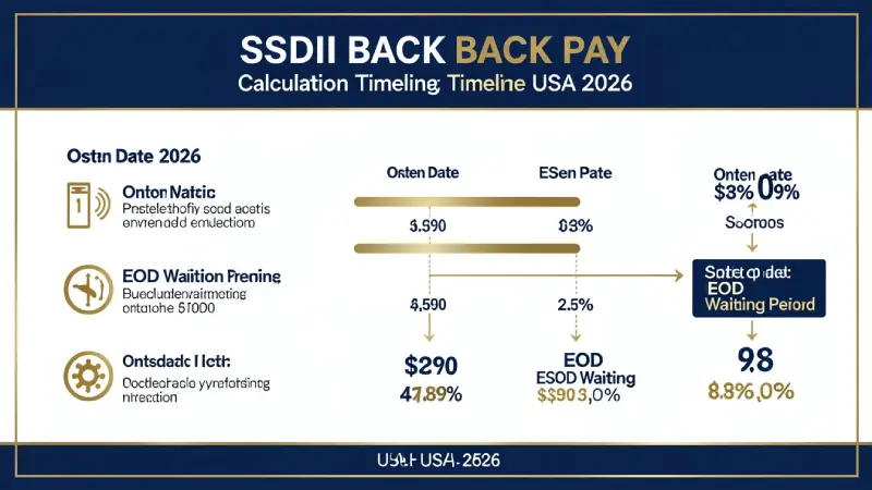 SSDI back pay calculation explained USA 2026 — onset date 5 month waiting period monthly benefit lump sum