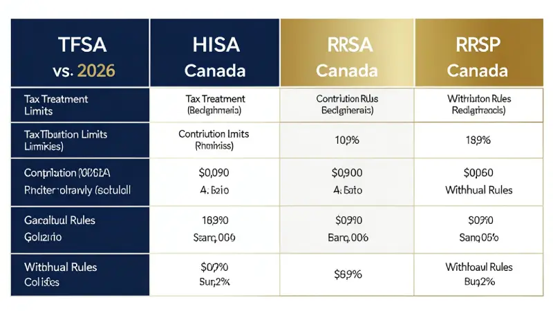TFSA vs HISA vs RRSP Canada 2026 comparison — tax treatment contribution limits withdrawal rules