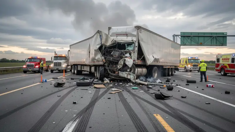 18-wheeler truck accident on US highway 2026