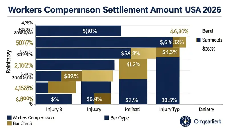 Workers compensation settlement amounts USA 2026 by injury type — bar chart represented vs unrepresented