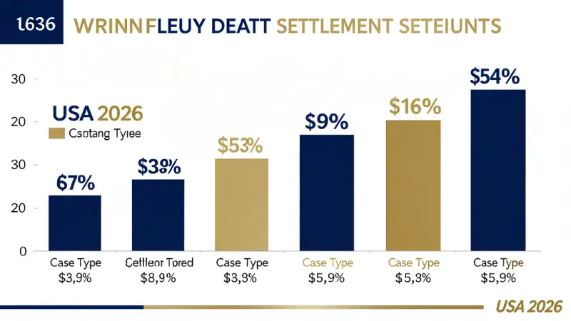 Wrongful death settlement amounts by case type USA 2026 — medical malpractice vehicle accident workplace