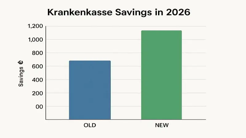 Ersparnis Krankenkassenwechsel 2026 Vergleich alter und neuer Beitrag Balkendiagramm
