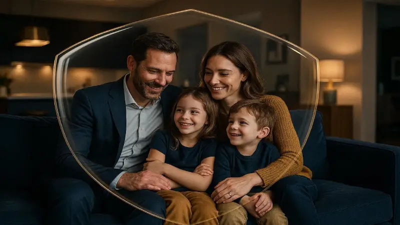 Income protection disability insurance concept family protected 2026 warm editorial