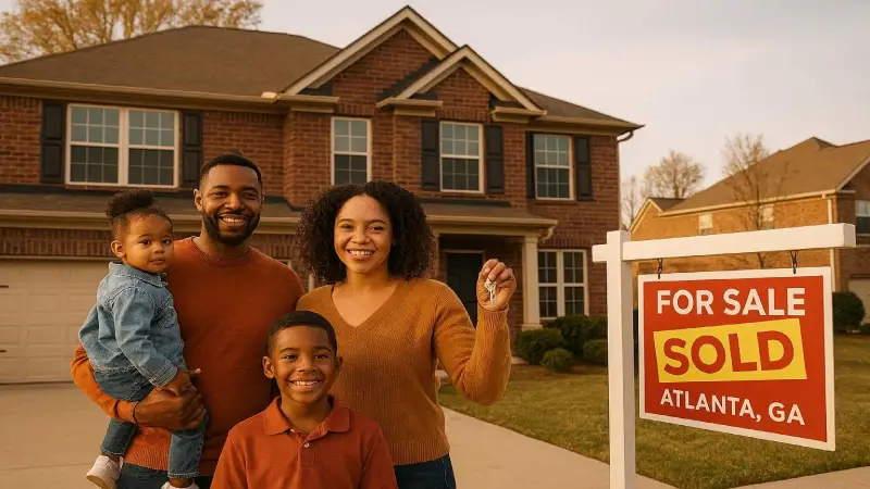 family buying home Atlanta mortgage concept