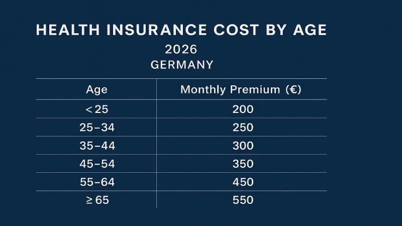PKV Beiträge nach Alter Infografik 2026 private Krankenversicherung Kosten professional