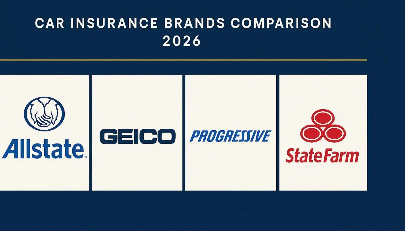 Allstate Geico Progressive State Farm four car insurance brands comparison 2026
