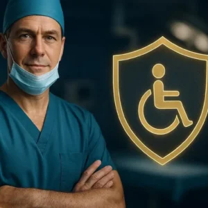 Professional surgeon doctor protected by disability insurance policy 2026
