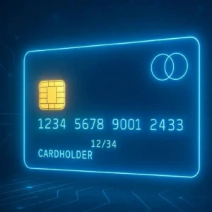 credit card glowing fintech banking digital payment