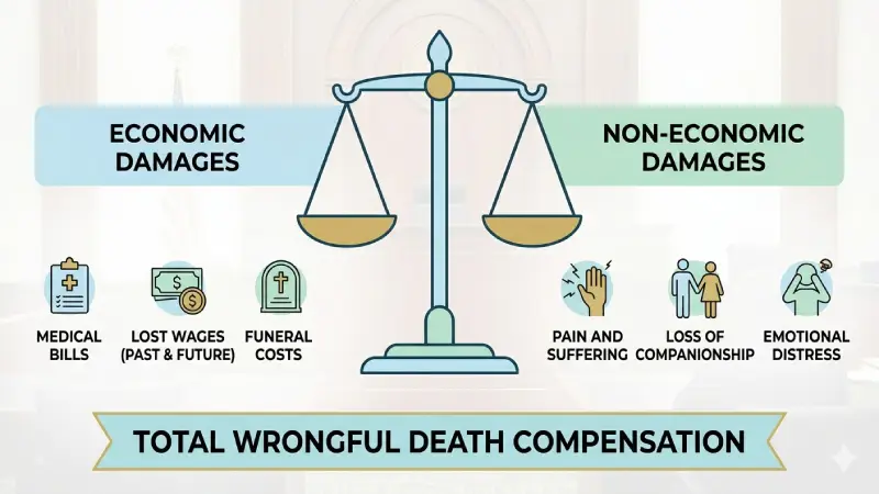 Infographic showing Texas wrongful death damages and payout amounts 2026