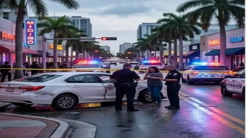 Miami street accident scene with police 2026 — personal injury attorney needed