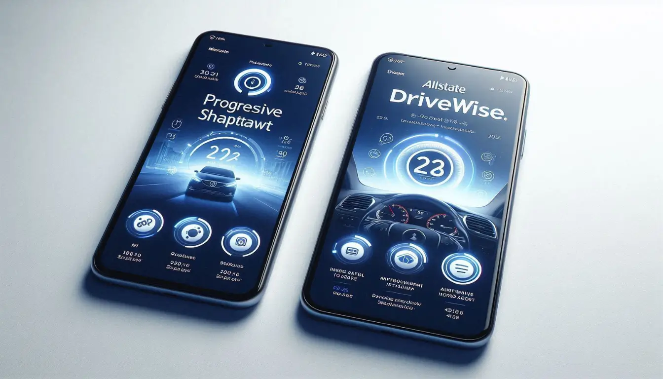 Progressive Snapshot vs Allstate Drivewise two phones side by side comparison 2026
