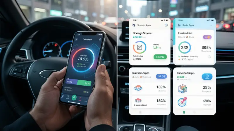 A modern driver using a telematics app on their smartphone to track driving behavior and earn insurance discounts in 2026