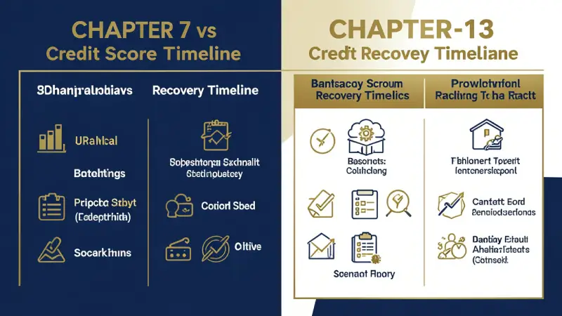 Bankruptcy credit score recovery timeline 2026 — Chapter 7 vs Chapter 13 infographic