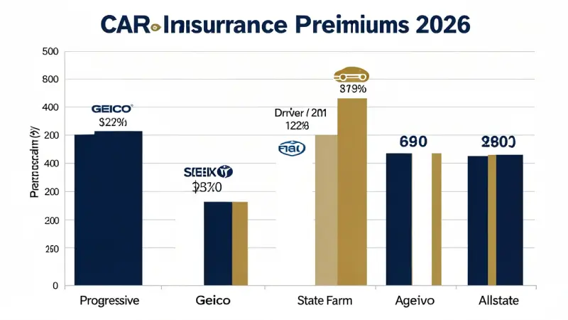 Car insurance annual premiums by driver age 2026 — Progressive Geico State Farm Allstate comparison
