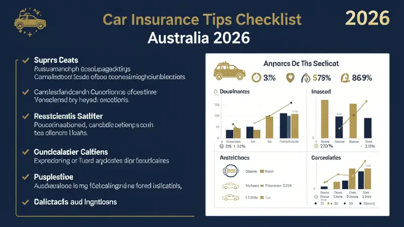 How to save on car insurance Australia 2026 — tips checklist infographic