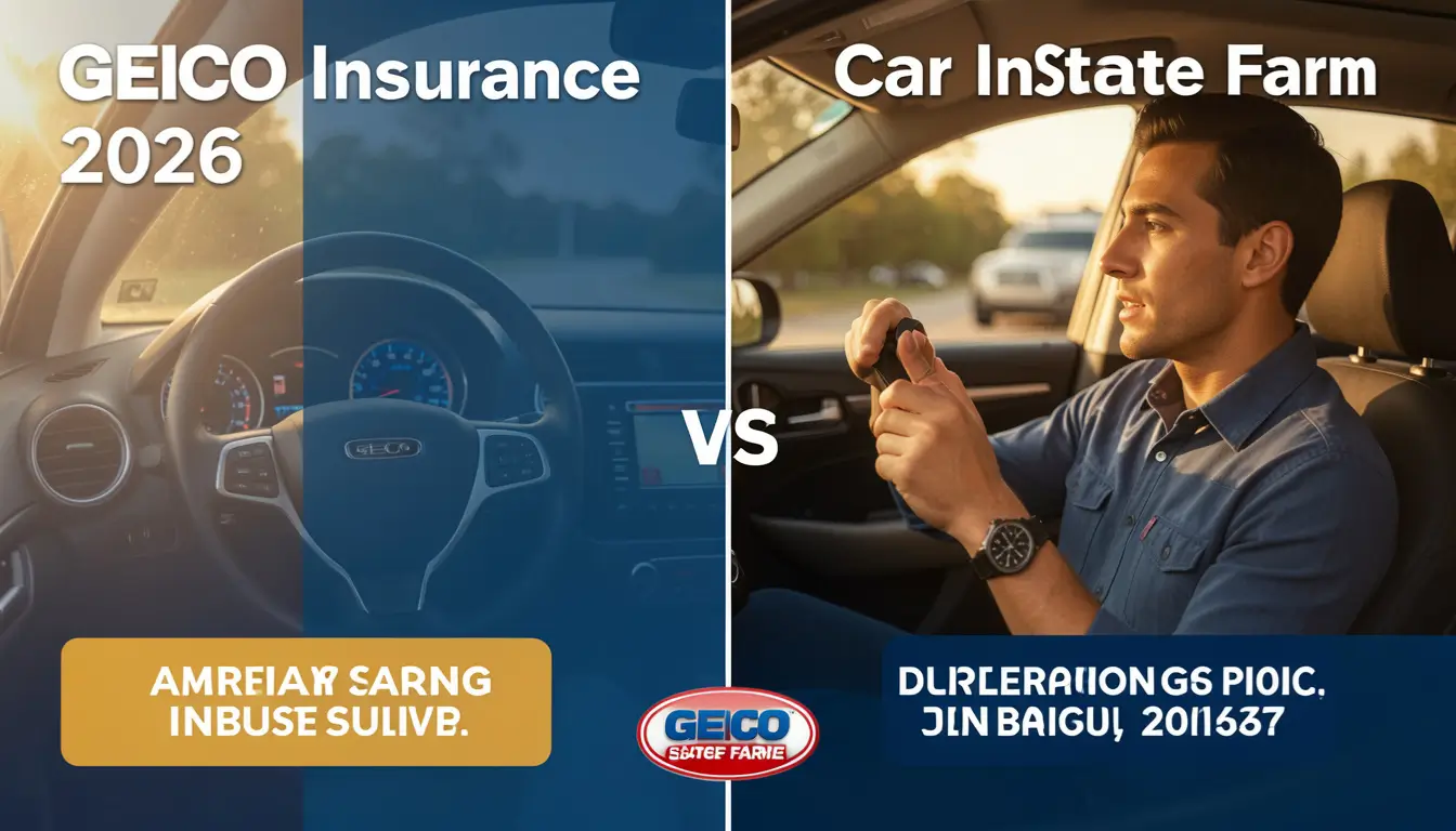 Geico vs State Farm car insurance comparison concept 2026,