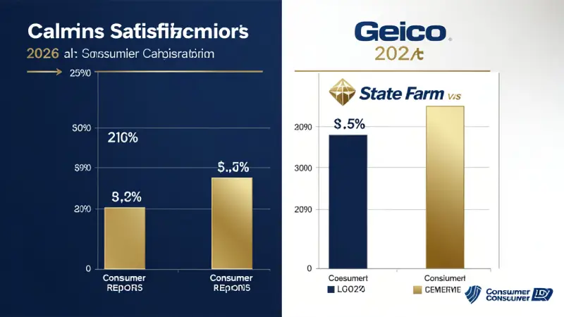 Geico vs State Farm claims satisfaction comparison 2026 — JD Power Consumer Reports bar chart