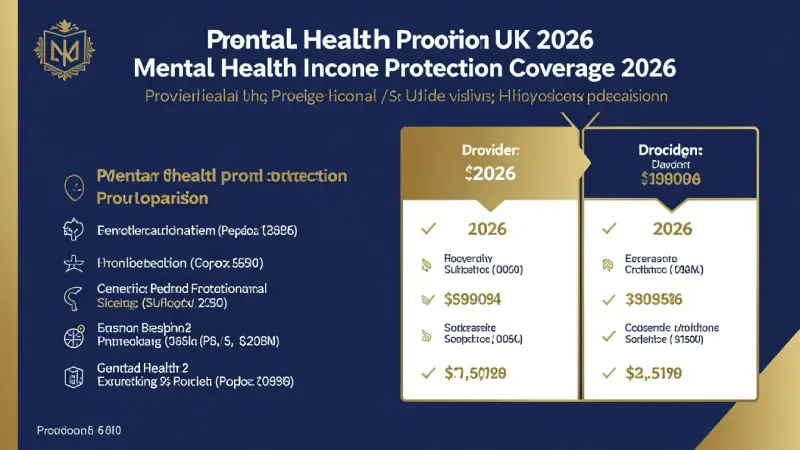 Mental health income protection coverage UK 2026 — provider comparison infographic