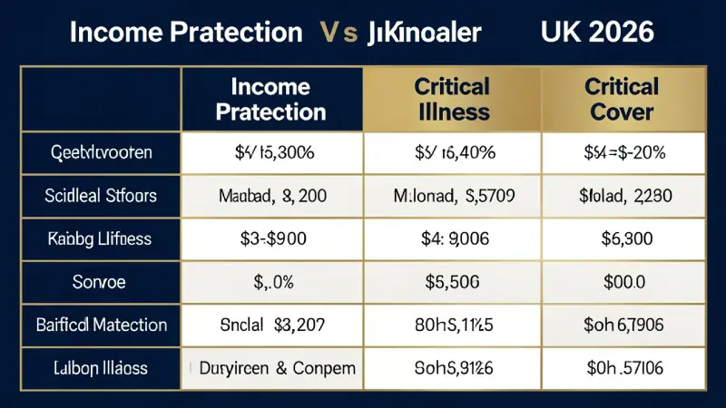 Income protection vs critical illness cover UK 2026 — comparison table infographic
