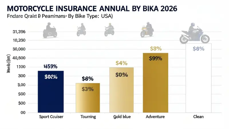 Motorcycle insurance annual premiums by bike type USA 2026 — bar chart sport cruiser touring adventure