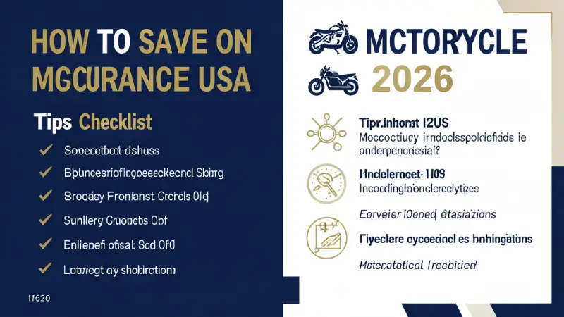 How to save on motorcycle insurance USA 2026 — tips checklist infographic