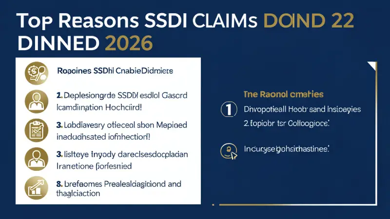 Top reasons SSDI claims denied 2026 — infographic with solutions