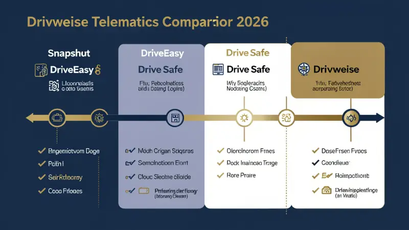 Snapshot vs DriveEasy vs Drive Safe vs Drivewise telematics comparison 2026 — infographic
