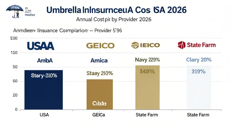 Umbrella insurance annual cost comparison by provider USA 2026 — bar chart