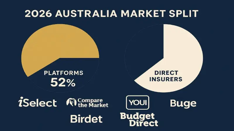 iSelect vs Compare the Market vs Youi vs Budget Direct car insurance Australia 2026 comparison