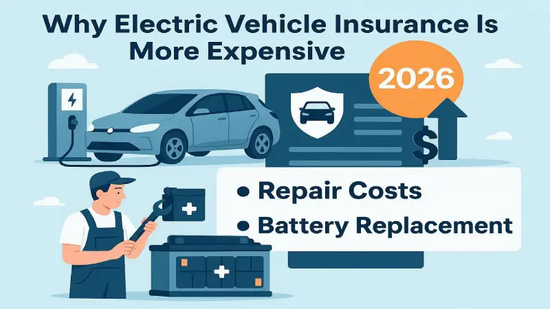 Why electric vehicle insurance is more expensive 2026 — repair costs battery replacement
Three factors drive EV insurance costs above gas-vehicle equivalents: high repair costs requiring specialist technicians, expensive battery packs, and limited approved repair networks. Source: Insurance Information Institute; Nexuora Research 2026.