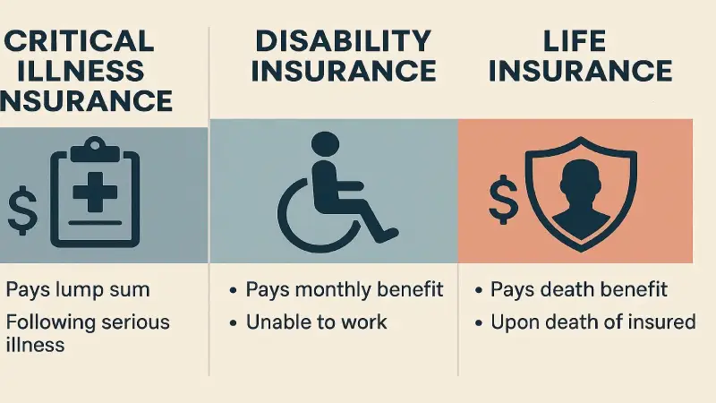 Critical illness vs disability vs life insurance comparison 2026