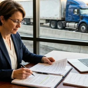 American highway truck accident legal claim concept