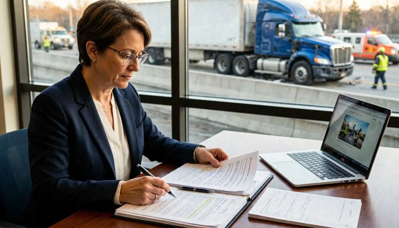 American highway truck accident legal claim concept