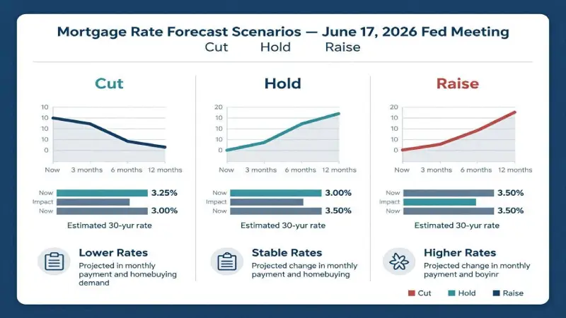 Federal Reserve June 17 2026 meeting scenarios — rate cut hold or raise impact on mortgage rates